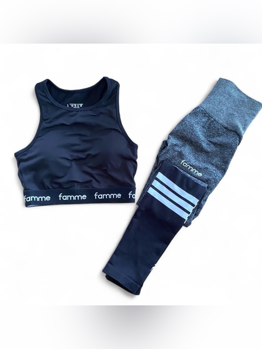 Famme Leggings Sports Bra Athletic Matching Set Activewear Yoga Gym Small